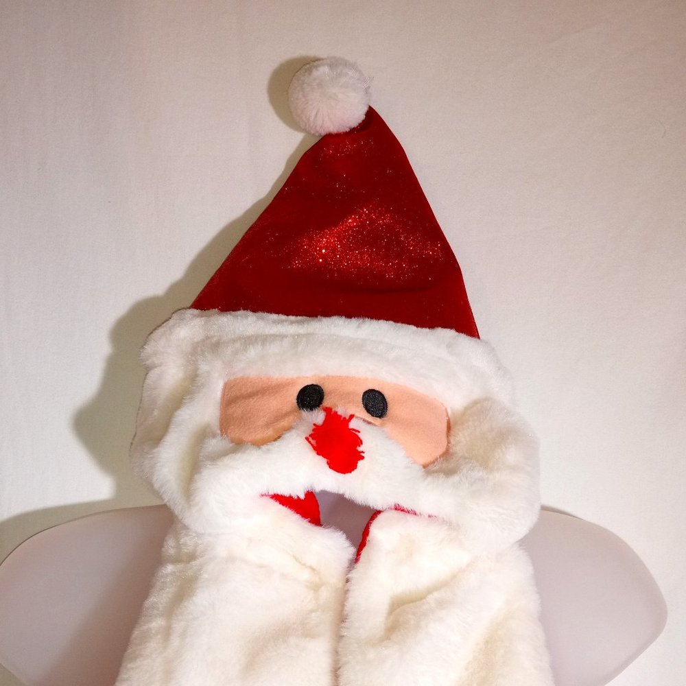 Santa Winter Hat with Attached Mittens